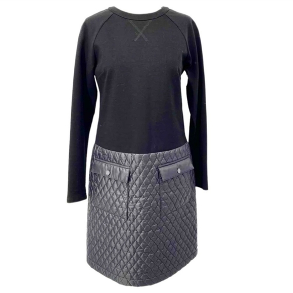 Worth Dresses & Skirts - Worth New York Quilted Pocket Long Sleeve Black Shift Dress Petite S